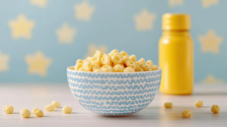 Baby cereal in a bowl with a bottle, with ample room for brandingの素材