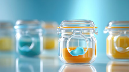 Baby food jars with a pacifier, with room for brandingの素材