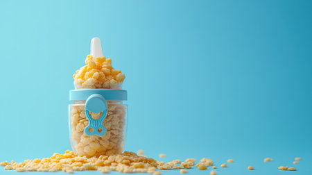Baby cereal with a bottle and pacifier, with room for brandingの素材