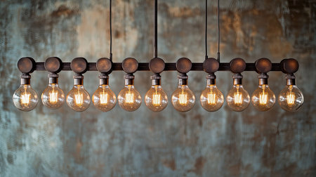 Elegant light fixture with exposed bulbs, with ample room for text.の素材