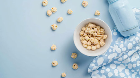 Baby cereal with a bottle and napkin, with room for brandingの素材