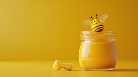 A jar of baby food with a small toy, space for brandingの素材