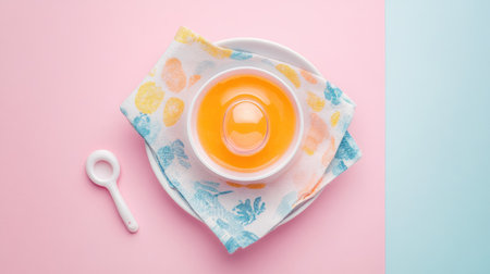 Baby food with a pacifier and napkin, with room for brandingの素材