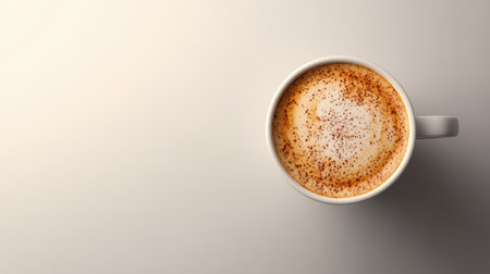 Top view of a cappuccino with a creamy foam, free space for text or brandingの素材