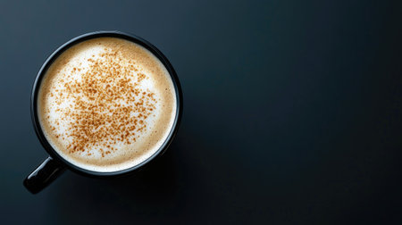 Top view of a cappuccino with a creamy foam, free space for text or brandingの素材