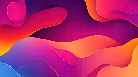 Abstract background with fluid shapes and vibrant hues. Ample copy space in the center."の素材