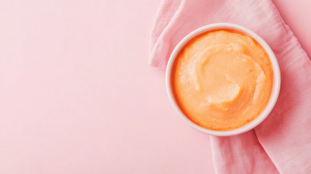 Top view of baby puree with a napkin, space for textの素材