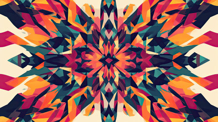 Abstract pattern with geometric shapes and vibrant colors. Ample copy space in the center."の素材