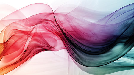 Abstract digital background with flowing lines and dynamic motion. Copy space on the top right."の素材