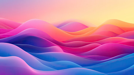 Abstract digital landscape with vivid gradients and soft transitions. Copy space on the top right."の素材