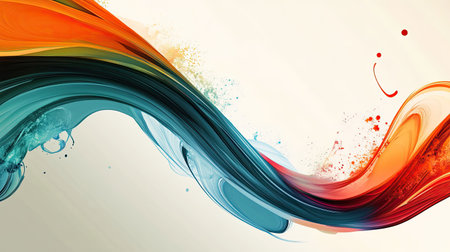 Abstract design with vibrant colors and dynamic motion effects. Ample copy space on the top."の素材