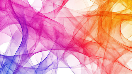 Abstract pattern with interconnected lines and bright colors. Ample copy space on the top."の素材