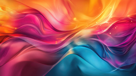 Abstract digital art with vivid colors and light effects. Copy space on the bottom half."の素材