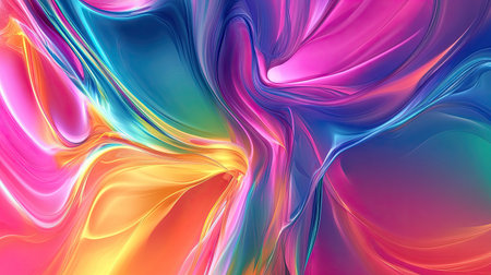 Bright abstract background with vivid colors and dynamic shapes. Ample copy space in the center."の素材