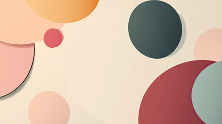 Minimalist abstract background with simple shapes and muted colors. Ample copy space in the center."の素材
