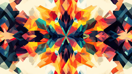 Abstract pattern with geometric shapes and vibrant colors. Ample copy space in the center."の素材