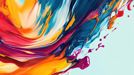 Dynamic abstract background with bold colors and sharp contrasts. Plenty of copy space on the left."の素材