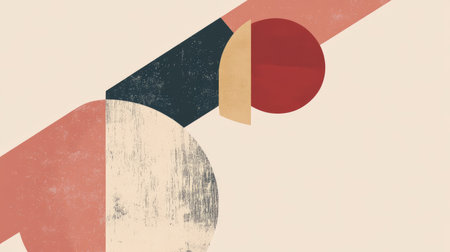 Minimalist abstract background with geometric shapes and muted colors. Copy space in the center."の素材