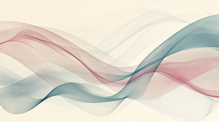 Abstract wave pattern with smooth transitions and soft hues. Ample copy space on the top."の素材