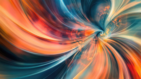 Dynamic abstract background with swirling lines and bold hues. Plenty of copy space in the center."の素材