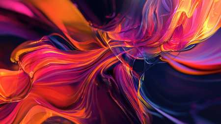 Dynamic abstract background with vibrant hues and sharp contrasts. Ample copy space on the right."の素材