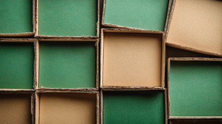 Close-up of eco-friendly packaging made of recycled materials, highlighting sustainable production. Copy space.の素材