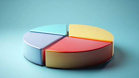 3D pie chart of business expenditures with clear copy space for textの素材