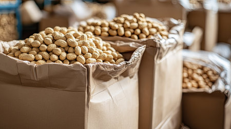 Biodegradable packing materials, such as paper and cornstarch peanuts, promoting sustainable shipping.の素材