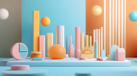 3D representation of a business cost structure with labeled sectors and empty spaceの素材