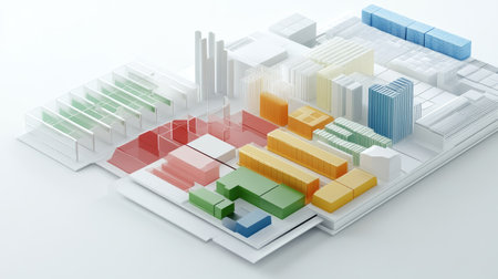 3D model of business cost categories with visible sections and ample copy spaceの素材