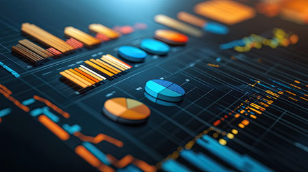 3D chart of business cost distribution with ample space for notesの素材
