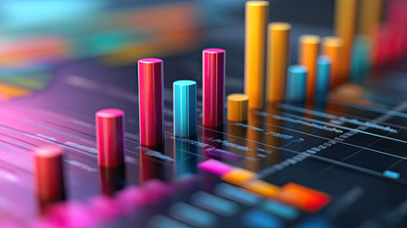 3D abstract chart showing business cost distribution with no people and ample space for notesの素材