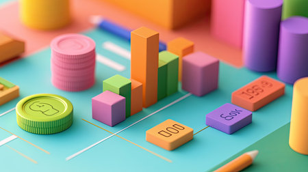3D business cost model with segmented categories and clear copy spaceの素材
