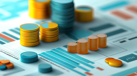 3D graphical representation of cost allocation with different expense elements and text spaceの素材