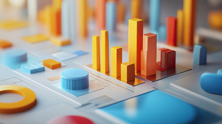 3D graphical view of business cost structure with highlighted sections and copy spaceの素材