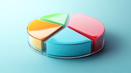 3D pie chart of business cost structure with clear areas for text and no peopleの素材