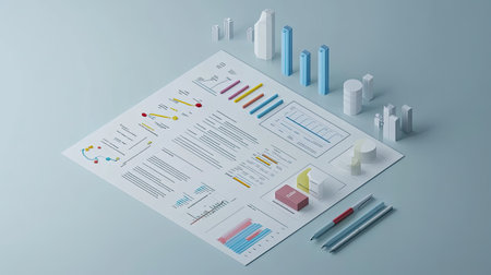 3D model of business financial breakdown with ample space for notes and labelsの素材