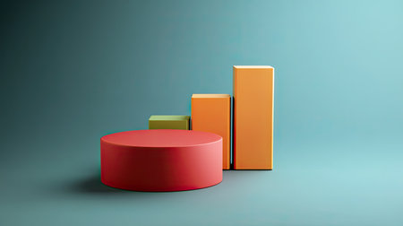 3D financial breakdown graphic for businesses, with copy space included.の素材