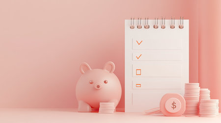 3D illustration of business budget allocation with empty space for notesの素材