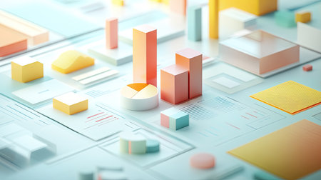 3D visual of a business financial structure with space for notes and no peopleの素材