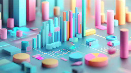 3D representation of a business cost structure with labeled sectors and empty spaceの素材