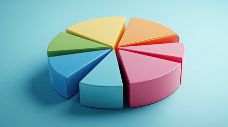 3D pie chart showing business costs with ample space for notes and labelsの素材