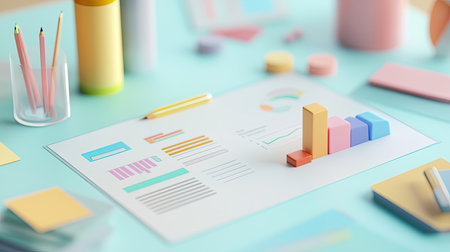 3D visual of business expense breakdown with ample space for notes and textの素材