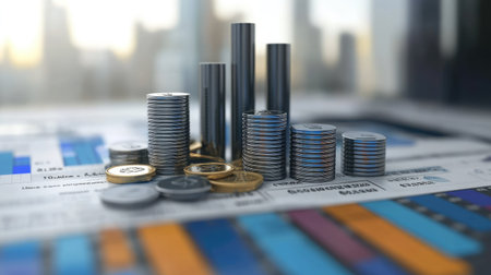 3D representation of a business cost structure with highlighted expense categoriesの素材