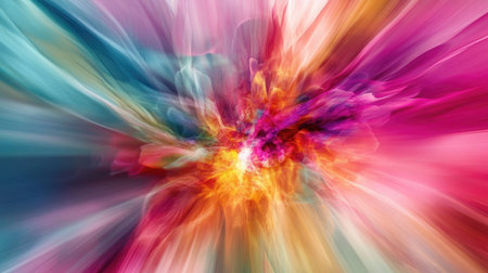 Abstract background with dynamic motion and vibrant hues. Plenty of copy space in the middle."の素材
