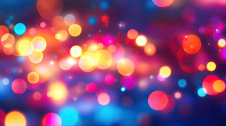 Abstract background with blurred lights and vibrant hues. Ample copy space in the bottom half."の素材