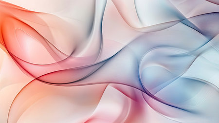 Abstract pattern with smooth curves and pastel shades. Ample copy space in the top right corner."の素材