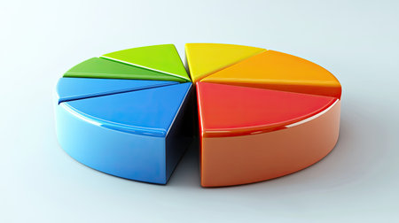 3D pie chart of business cost structure with clear areas for text and no peopleの素材