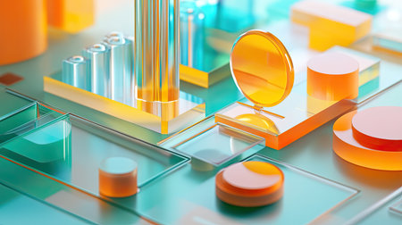 Abstract 3D view of business expenses with clear labeled segments and no peopleの素材