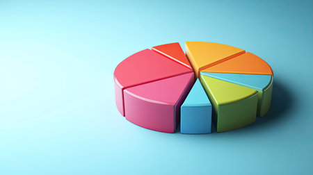 Abstract 3D pie chart representing business cost structure, with ample copy spaceの素材